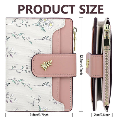 Women's Genuine Leather Cute Floral Wallet