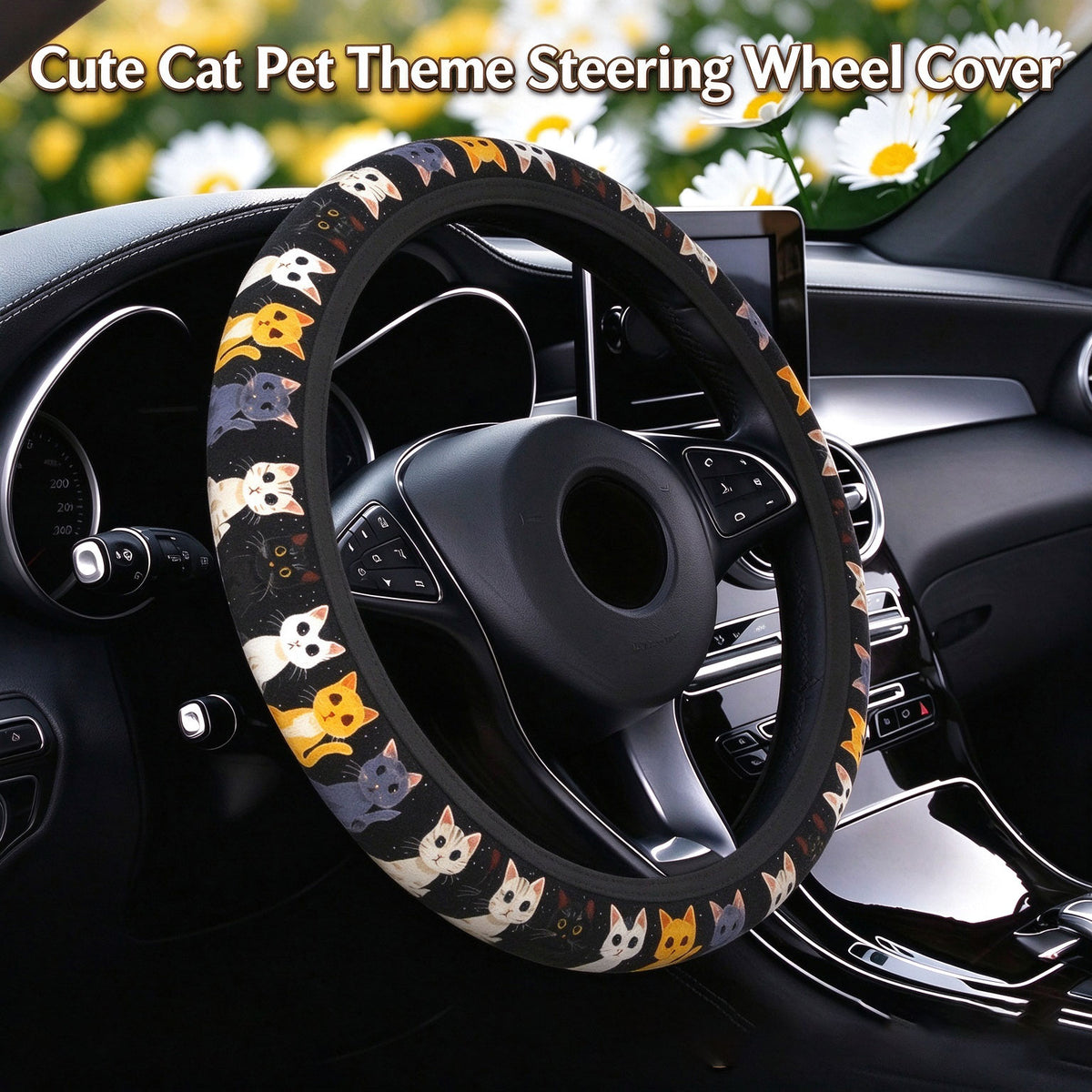Cute Cat-Themed Steering Wheel Cover