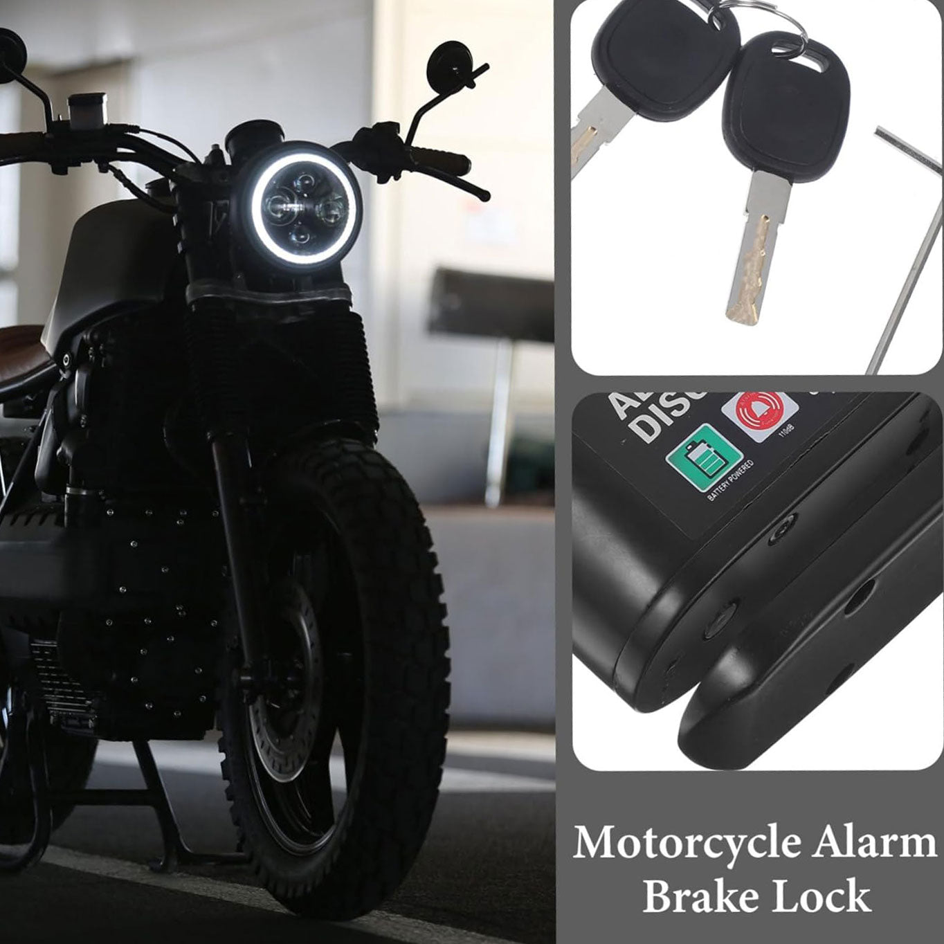 Motorcycle Alarm Disc Brake Lock -Theft Security Lock for Road and Mountain Easy Installation Tamper Resistance for Against Theft