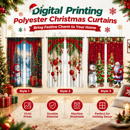 Digitally Printed Polyester Christmas Curtains