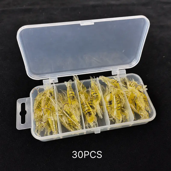 30Pcs Shrimp Simulation Soft, 2In Gulp Prawn Lure Bait Hook Tackle Bass Fishing Lures