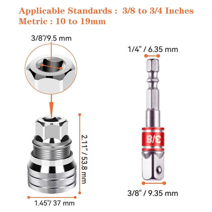 Universal Adjustable Socket Wrench with Adapter for 3/8" Drive Ratchet Torque Wrench and Power Drill