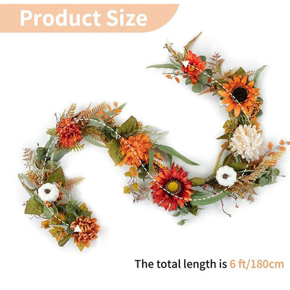 6ft Synthetic Fall Leaves Garland with Pumpkin
