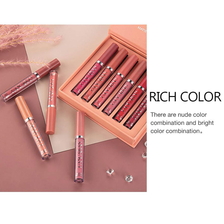 6Pcs Matte Liquid Lipstick Makeup Set - Matte liquid Long-Lasting Wear Non-Stick Cup Not Fade Waterproof Lip Gloss