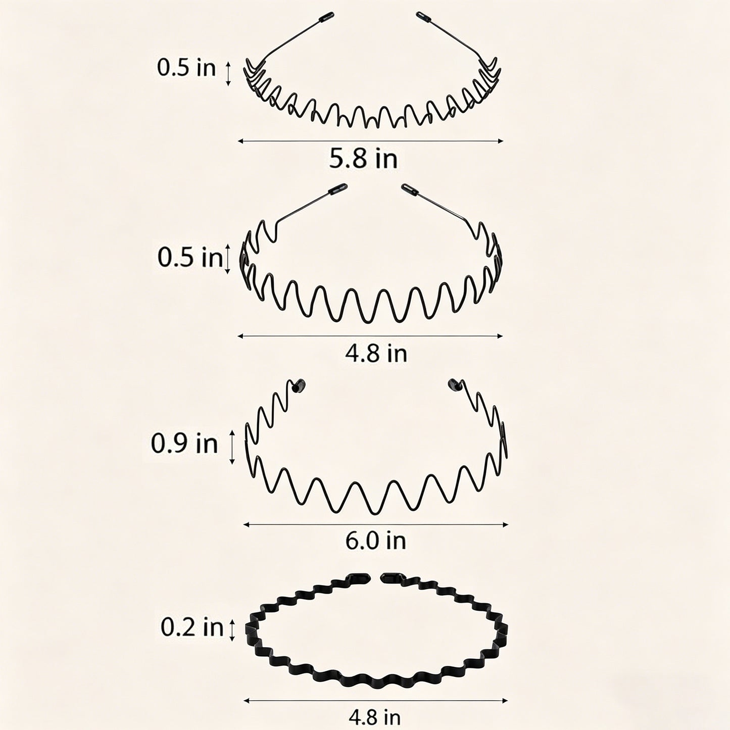 8pcs Unisex Fashion Metal Headbands Set for Men Women - Simple Elastic Non-Slip Hair Accessories