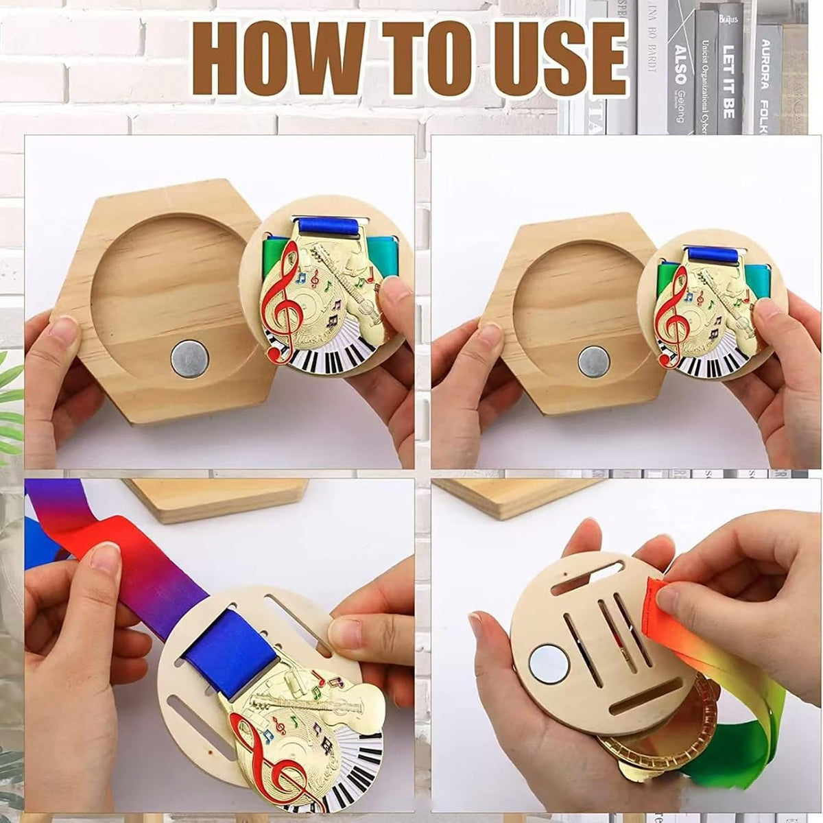 Fashion Wooden Medal Holders Display Stand Wall Rack