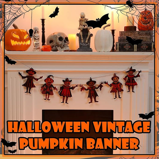 Vintage Halloween Decorations Wood Banner