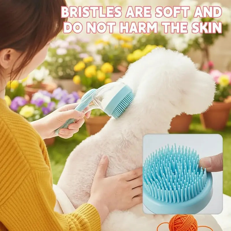 2026 New 2 in 1 Pet Bath & Grooming Brush with built-in soap dispenser for easy cleaning