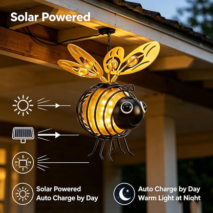 Hanging Solar Bee Light – Warm Amber Glow, Flicker-Free