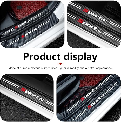 5-Piece "Sports" Pattern Carbon Fiber Door Sill Protection Strip Set