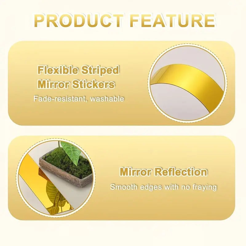 10-Piece Set of Long Acrylic Mirror Wall Stickers