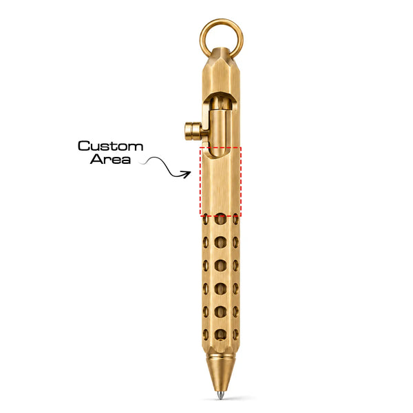 Vintage Brass Style Retractable Writing Pen with Keyring