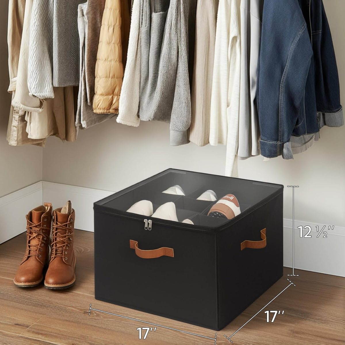 16-Pair Closet Shoe Organizer with Adjustable Dividers