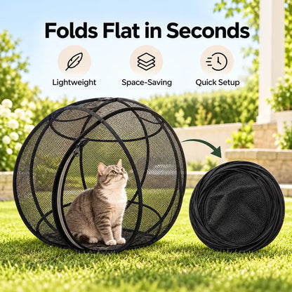 Collapsible Cat Rolling Playpen - Breathable Mesh Outdoor Pet Exercise Tunnel
