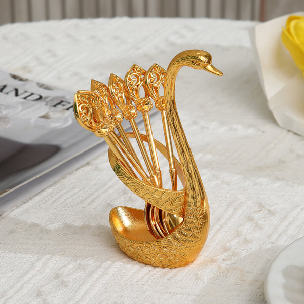 Creative Swan Design Coffee Stirring Spoon Set 6 Spoons
