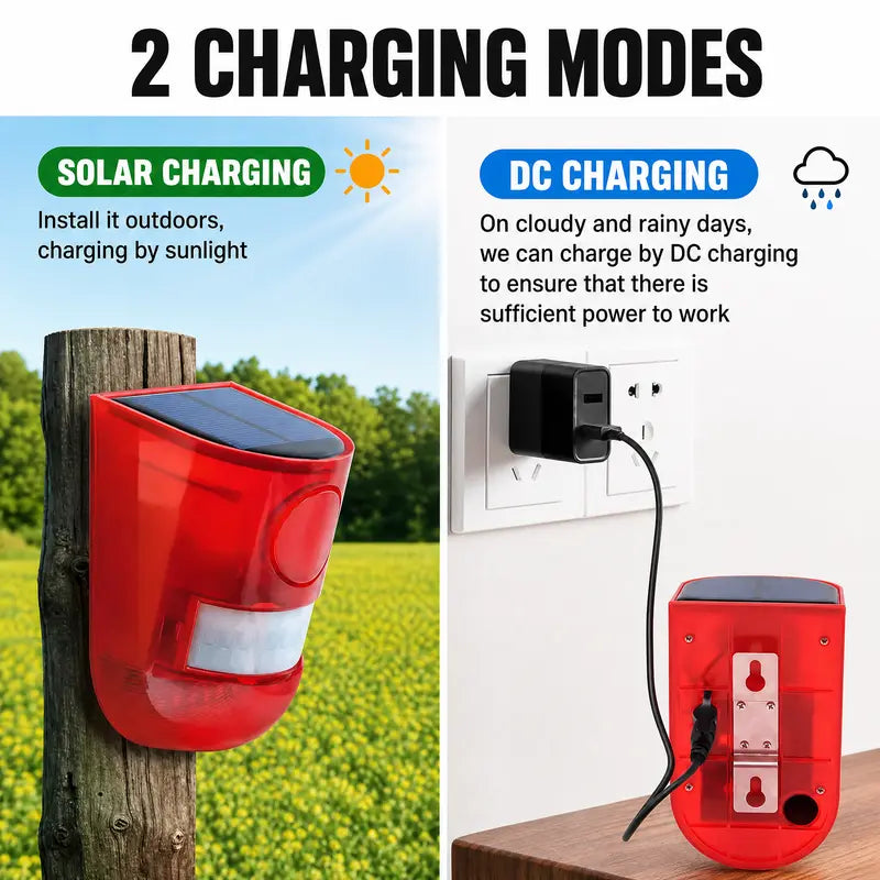 129dB Solar Powered Siren Alarm with Motion Sensor