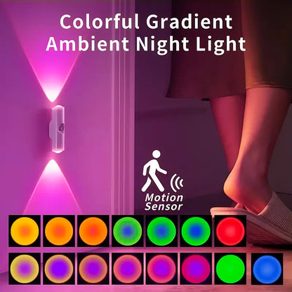 2PCS Rechargeable RGB Wall Lights with Motion Sensor