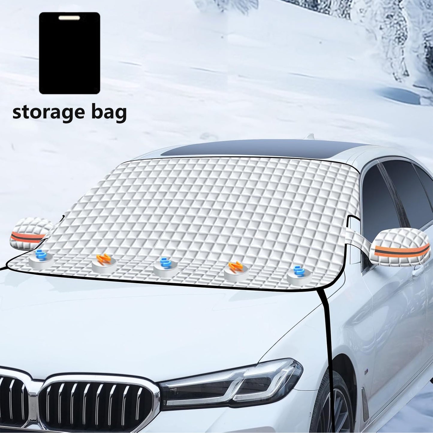 Windshield Snow Cover for Car, Waterproof UV Block with Magnetic Edges