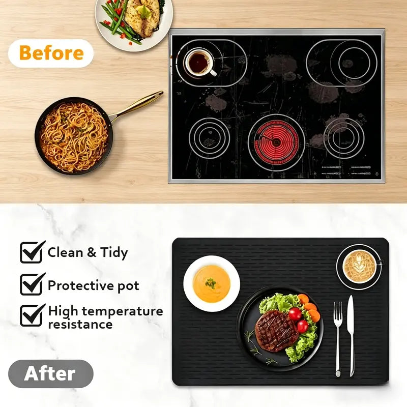 Heat-Resistant Silicone Stove Cover Mat & Utensils – Non-Slip Protector