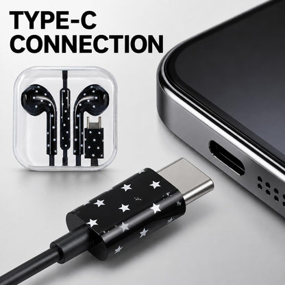 Wired Type-C Earphones with Star Pattern