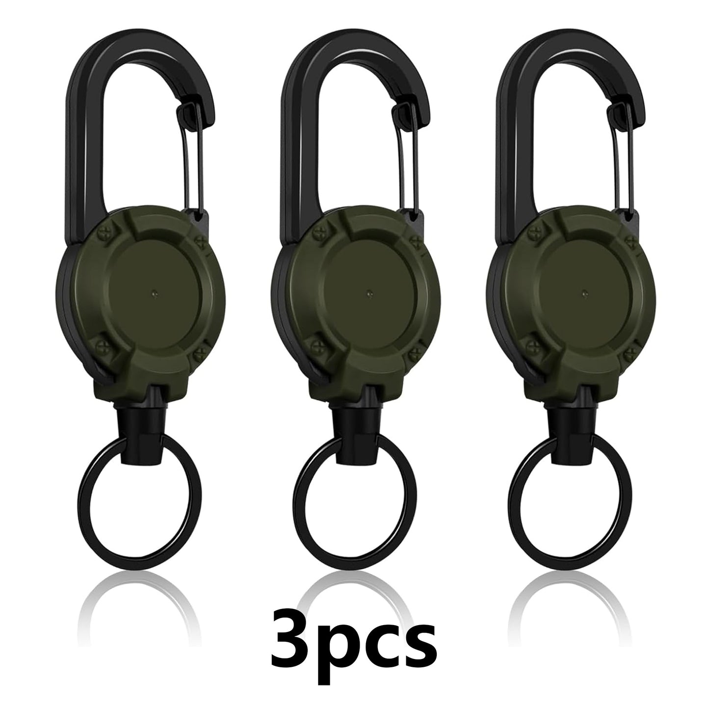 Retractable Keychain 3 Pack, Heavy Duty ID Badge Holder Reel