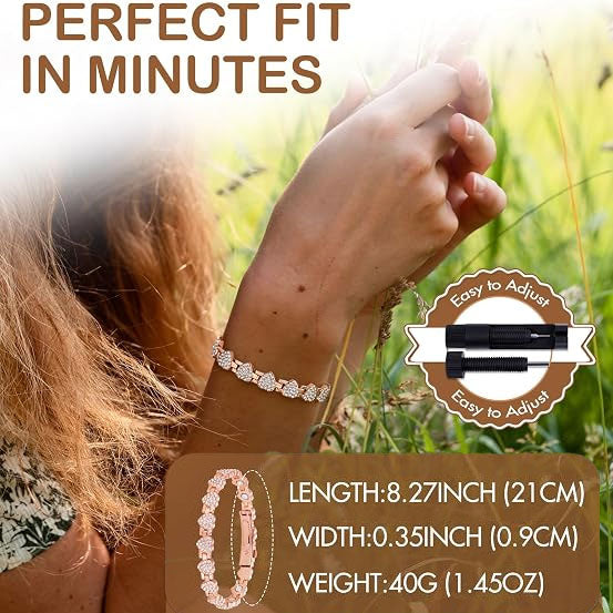 Women's Rose Gold-Tone Heart Link Bracelet with Crystal Accents