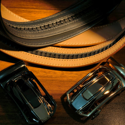 Men'S Ratchet Leather Belt - Sliding Belt Adjustable For Gift Mens Dress Fashion Belts1 3/ 8",