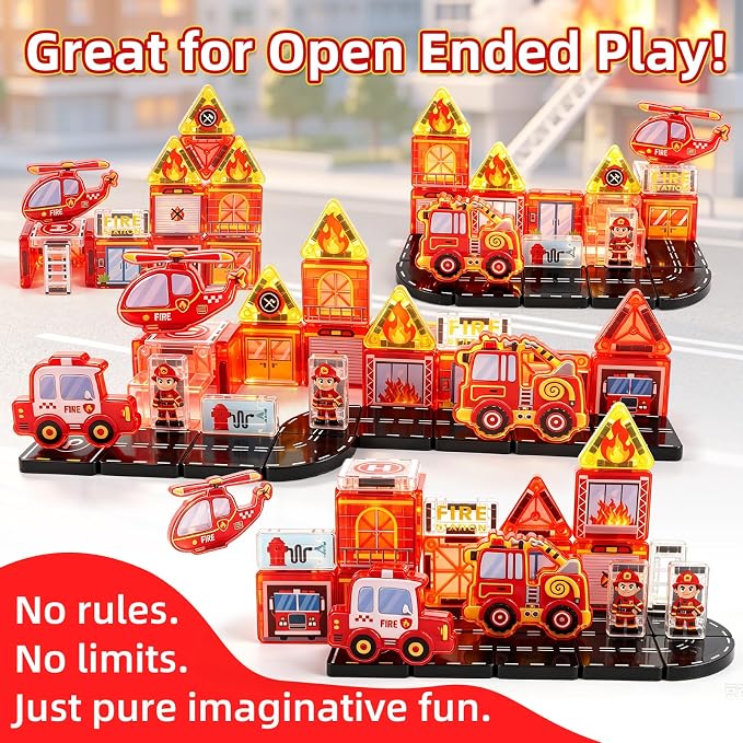 40 Pcs Mini Magnetic Tiles Construction Building Blocks Toy with Iron Storage Box