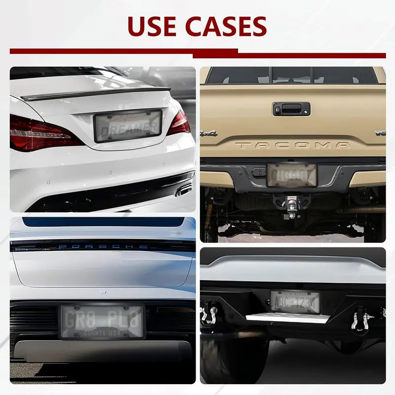 2 Pcs Clear Automotive License Plate Cover and Frame with Screws