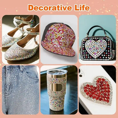24-Piece Multicolor Flat Back Rhinestone Nail Art Kit