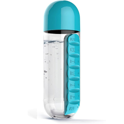 2-in-1 Portable Pill Organizer Water Bottle