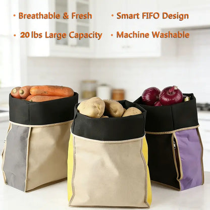 Reusable Self-Sealing Resealable Zipper Bags for Fresh Veg Storage - Breathable