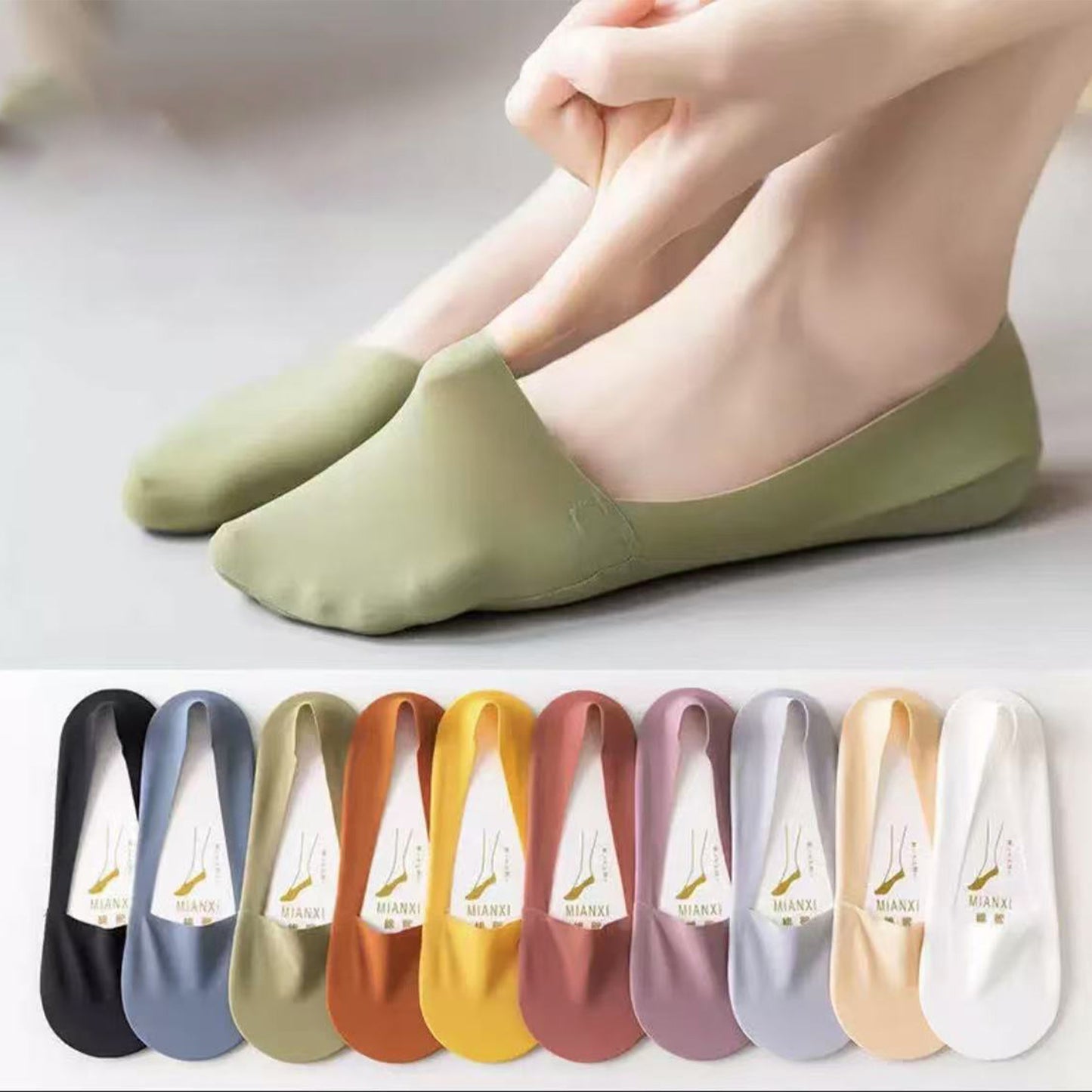 4 Pairs No Show Socks for Women Non-slip Low Cut Liner Socks Invisible Ice Silk Socks