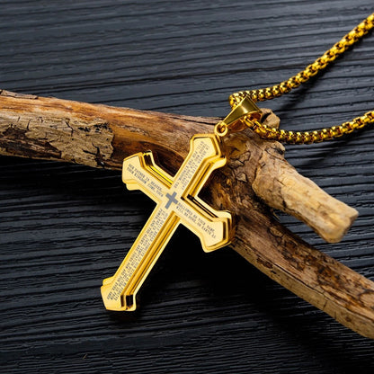 Big Men Novelty Cross Necklace Pendant Stainless Steel