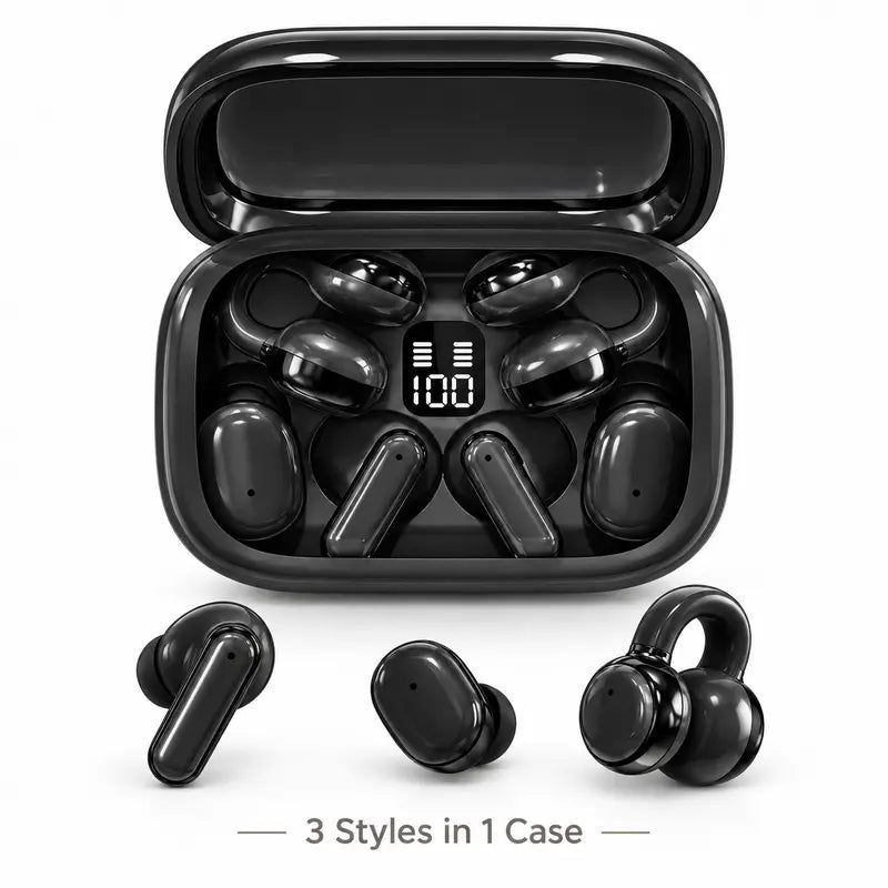 3-in-1 Bluetooth 6.0 Wireless Earbuds with Portable Charging Case