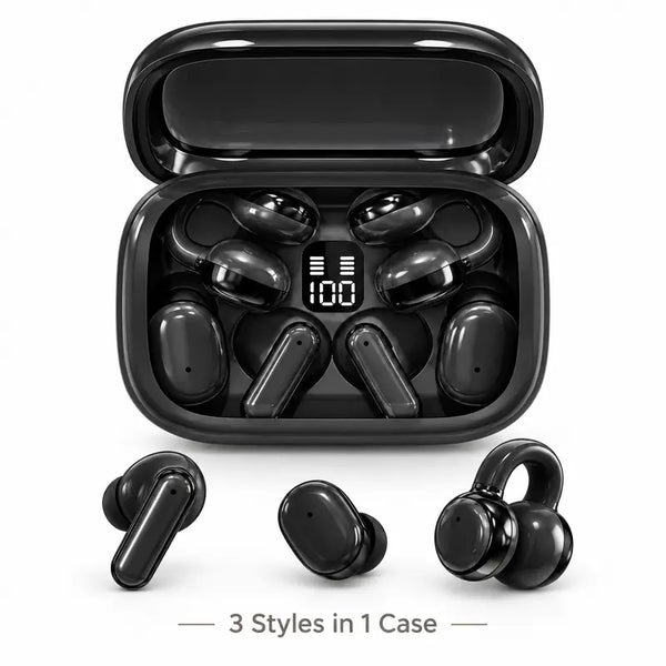3-in-1 Bluetooth 6.0 Wireless Earbuds with Portable Charging Case