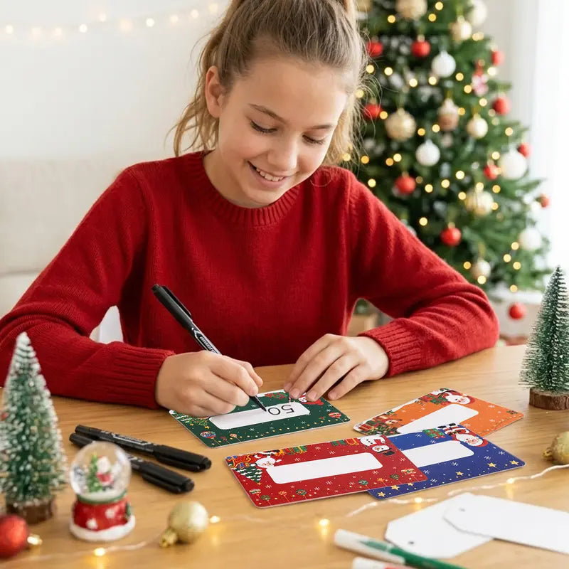 80Pcs Cartoon Christmas Scratch Cards DIY Christmas Gift Ideas for Kids Xmas Party Supplies