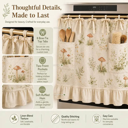 Oven valance with rod pocket—suitable for stovetops, ovens, and dishwasher cabinets