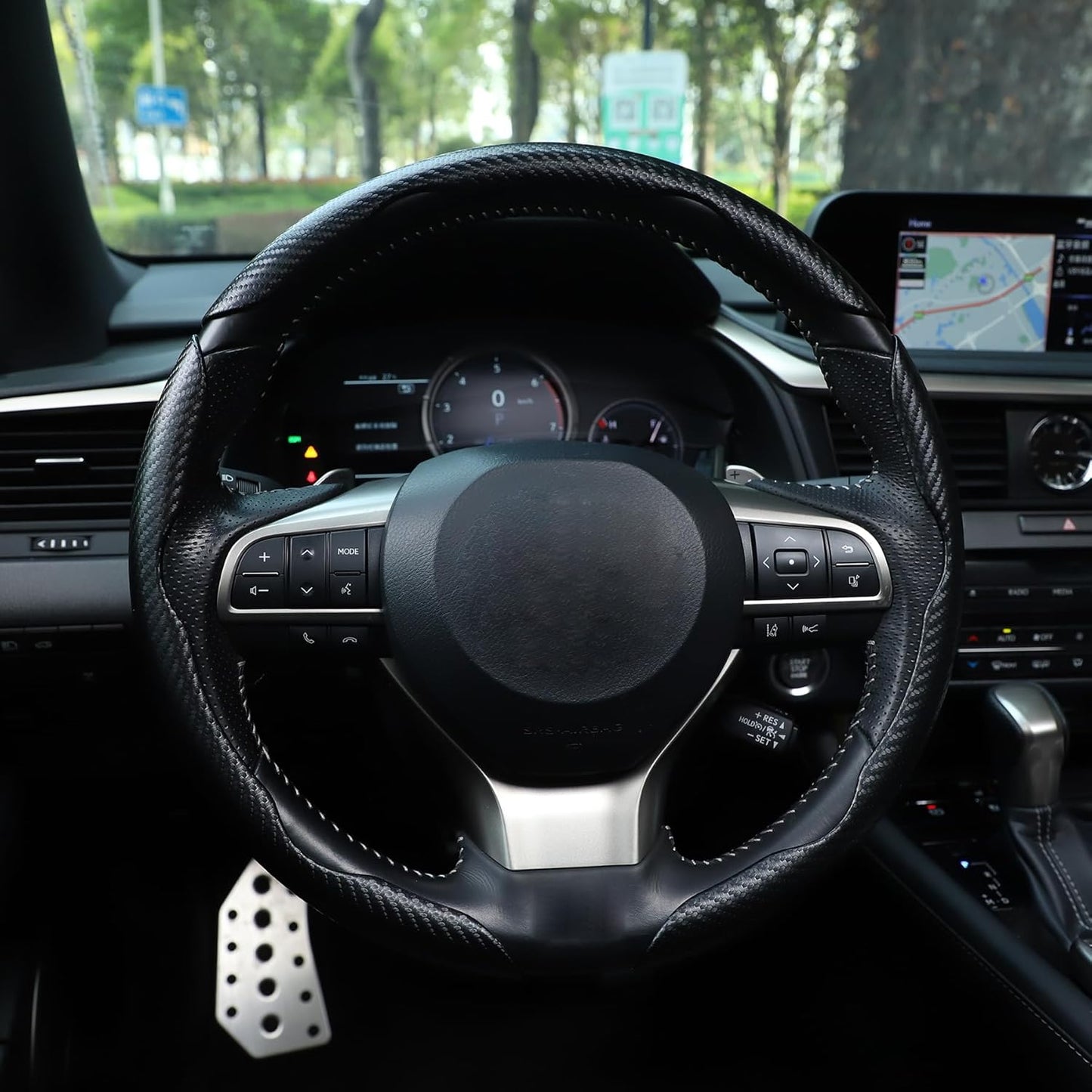 3pcs Universal Carbon Fiber Steering Wheel Cover - Anti-Slip & Segmented Design