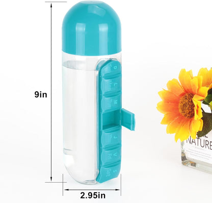 2-in-1 Portable Pill Organizer Water Bottle