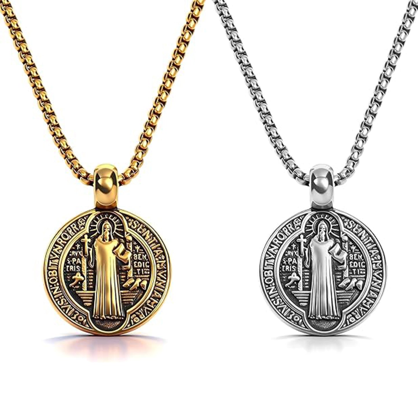 Saint Benedict Medal Necklace for Men Protection Pendant Necklace