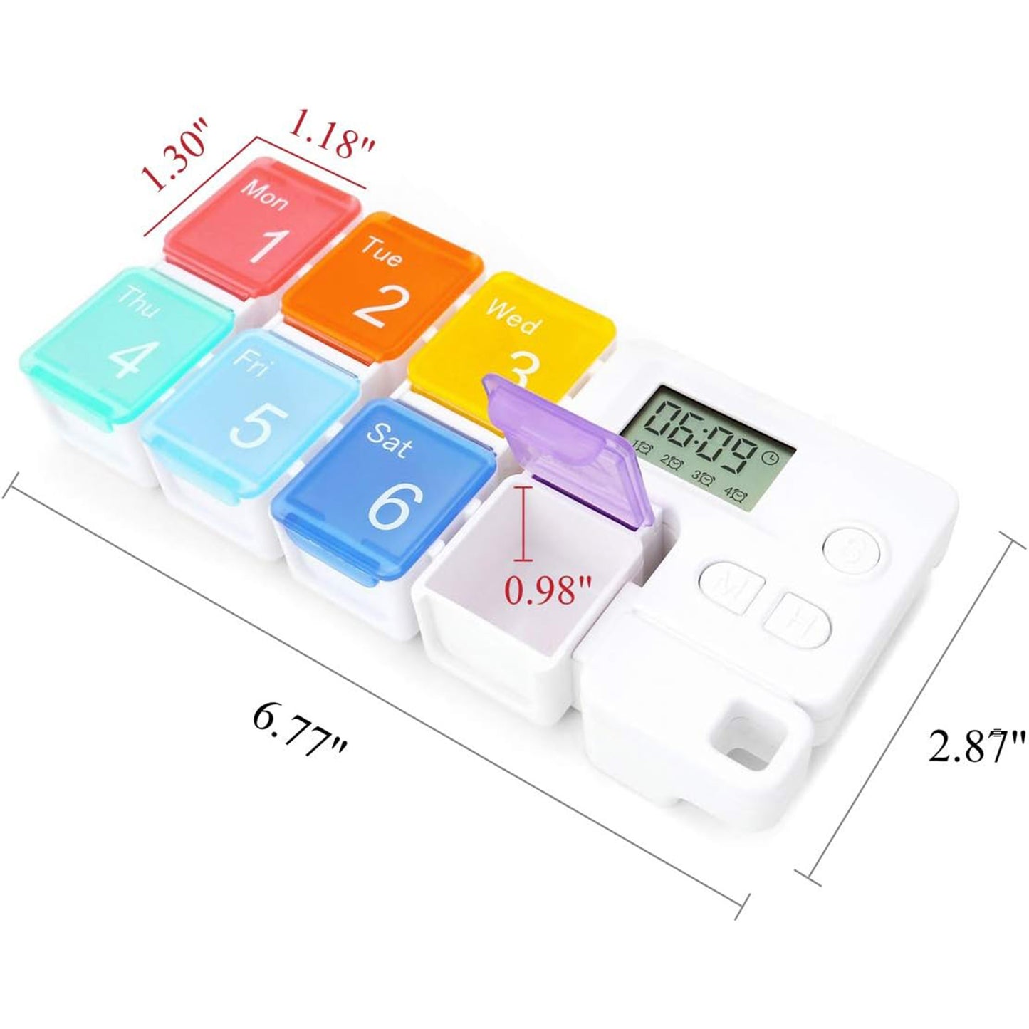 7 Day Medicine Pill Organizer, 4 Reminder Alarms, Loud Sound