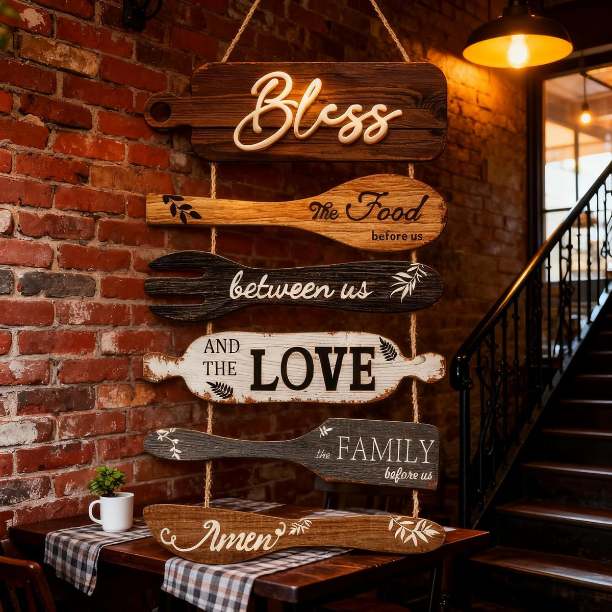 Food-themed hanging plaque shaped like cookware
