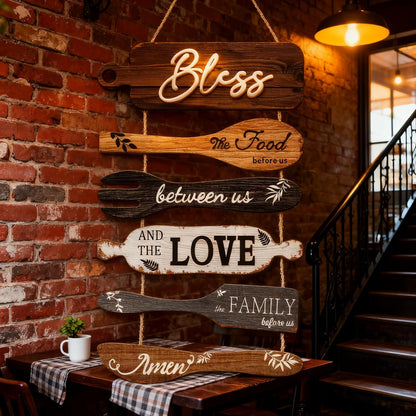 Food-themed hanging plaque shaped like cookware