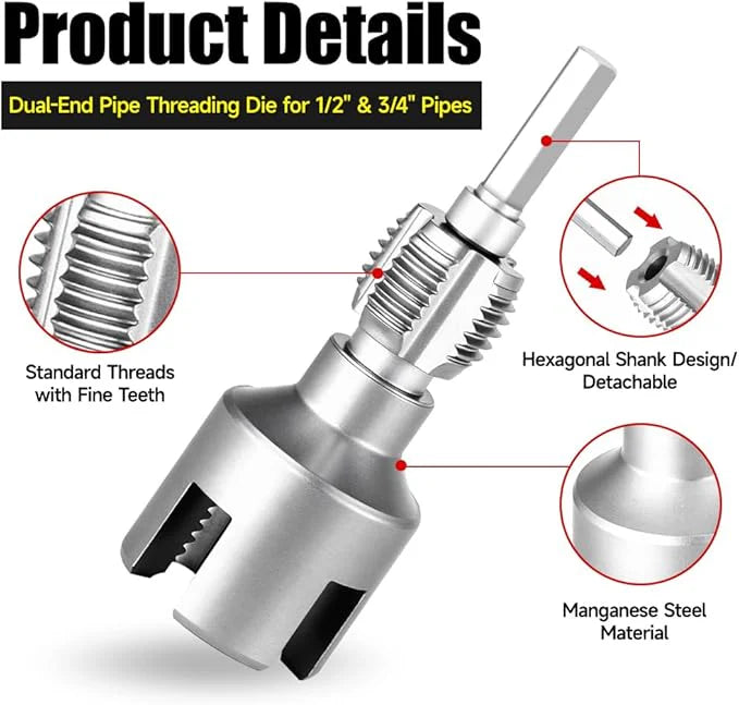 1/2" NPT and 3/4" NPT Threading Dies, Double-ended Pipe Threading Tools