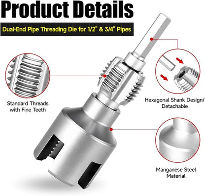 1/2" NPT and 3/4" NPT Threading Dies, Double-ended Pipe Threading Tools