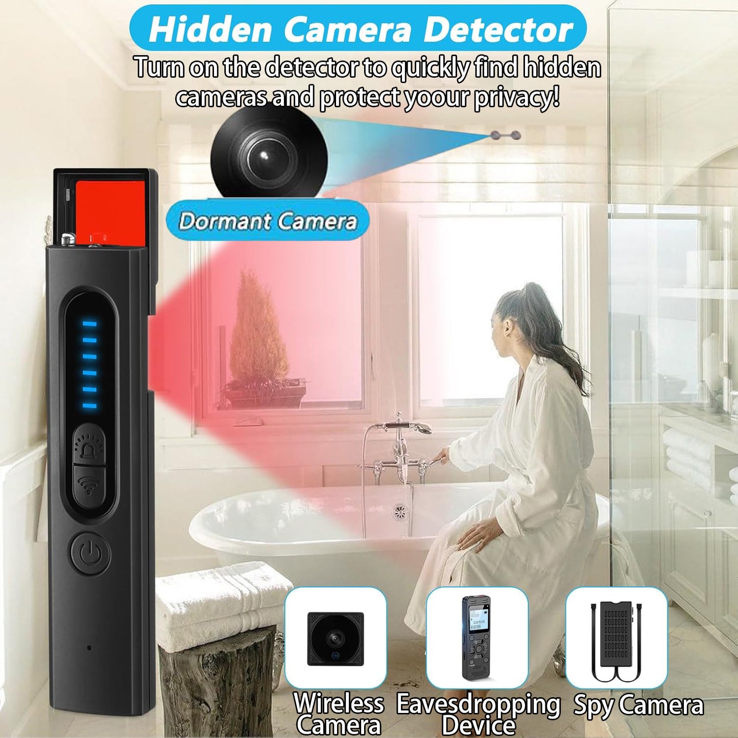 Hidden Camera Detector - 30h Working Time, 5 Levels Sensitivity