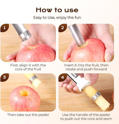 2PCS 2-in-1 Stainless Steel Fruit and Vegetable De-seeding and Coring Tool