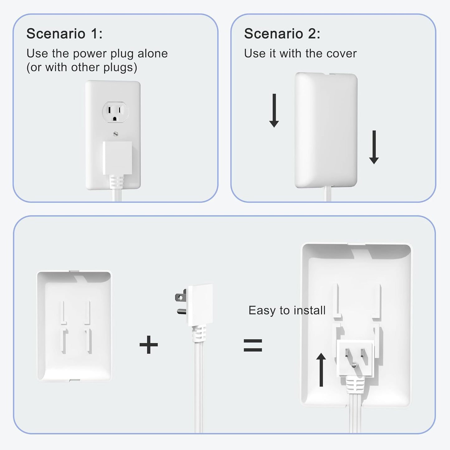 Ultra-Thin Plug Power Strip Extension Cord with 3 Outlets