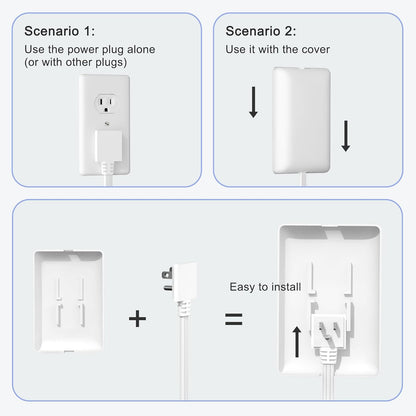 Ultra-Thin Plug Power Strip Extension Cord with 3 Outlets
